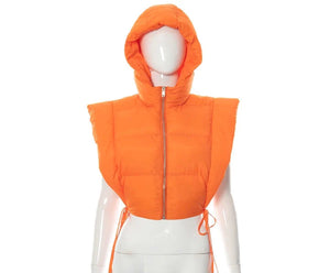 Ladies puffer bubble hoodie crop jacket