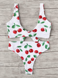 Cherry pop tie 2 piece bikini set