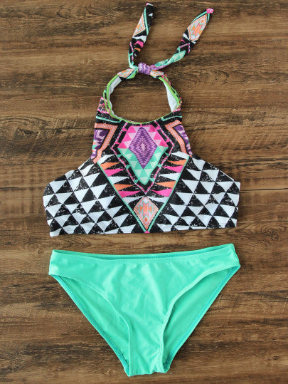 Aztec tribal color 2 piece bikini swimsuit