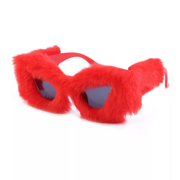 Luxury fur fuzzy oversize sunglasses