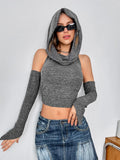 Ladies cutout hoodie crop top