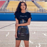 “Revenge” latex leather Pu high waist fashion skirt