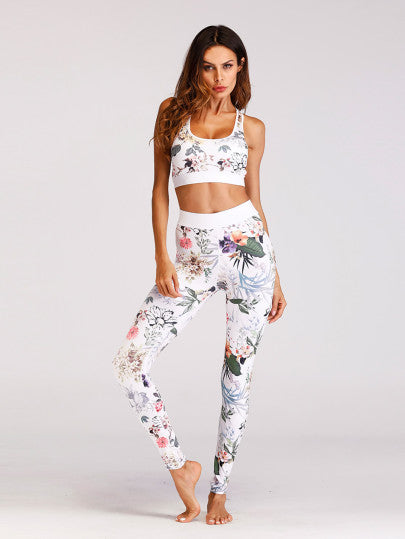 Floral 2 piece yoga fitness workout clothing set