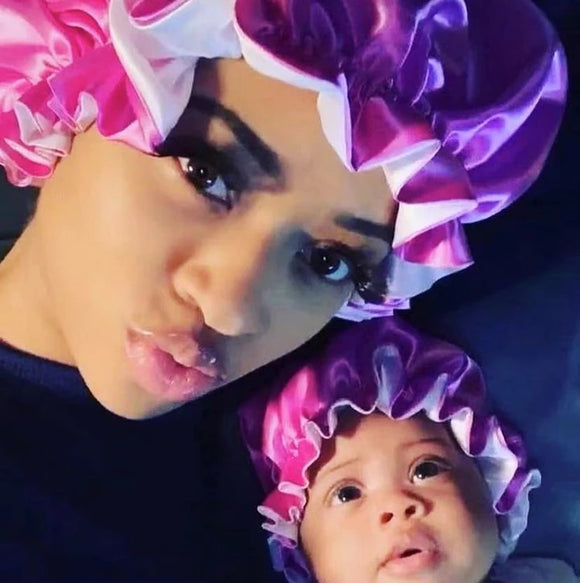 Mom and baby matching stain hair bonnet