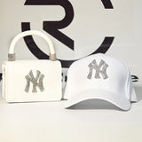 Luxury NY purse handbag and bucket hat set