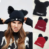 3D Cat ears knitted beanie hat