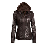 “Motorsport”  Women Leather Style Hoodie Motorcycle Jacket