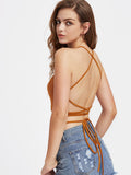 Strappy lace up crop top