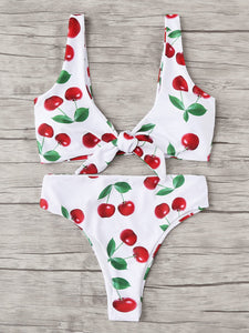 Cherry pop tie 2 piece bikini set