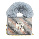 Classic luxury rhinestone fuzzy NY Women Handbag/Purse