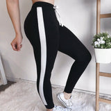 Side stripe casual elastic waist legging joggers