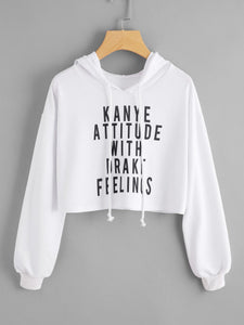 Kanye attitude with drake feeling pullover crop hoodie sweater