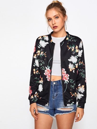 Floral passion bomber fashion jacket