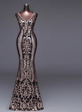 Luxury elegant sequins detail long evening prom dance formal dress