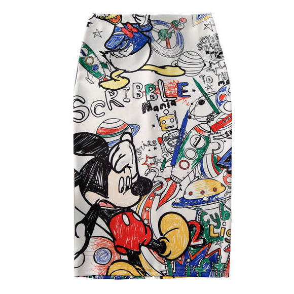 Classic vintage 90s comic cartoon fashion pencil skirt
