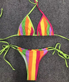 Colorblast stripe 2 piece bikini set
