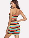 “Summer love” Stripe 2 piece crop top skirt bodycon set