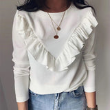 Ladies chic Ruffle long sleeve top