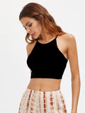 Strappy lace up back tank crop top