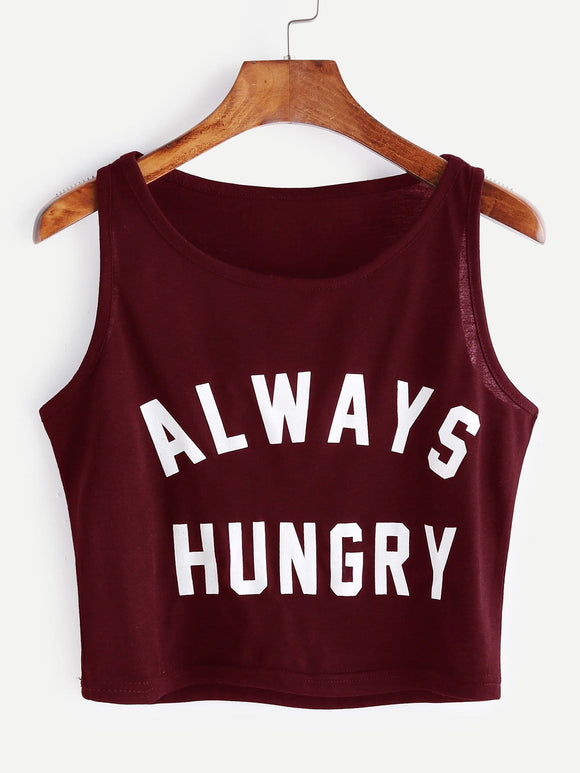 Always hungry crop tank top