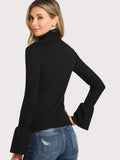 Bell sleeve turtle neck top