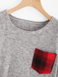 Plaid patch pocket oversize sweater