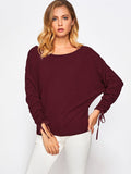 "One day" off the shoulder tie sleeve top