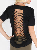 Ladder cutout distressed tshirt