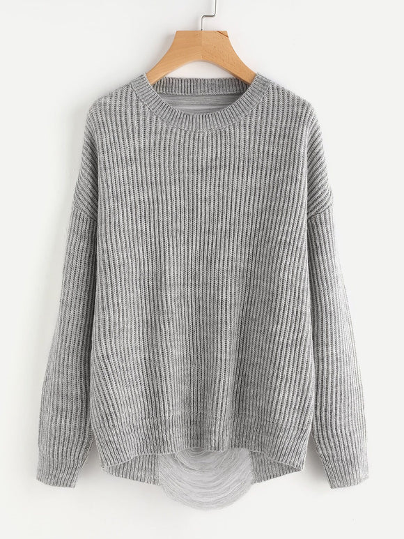 Oversize knitted ladder distressed sweater