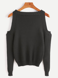 Cutout shoulder knitted sweater top
