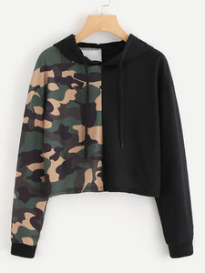 Camo panel pullover fashion sweatshirt – Iconic Trendz Boutique