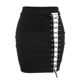 "Danger" Lace up side bodycon skirt