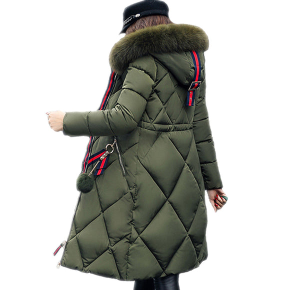 women Designer style long insulated fur hoodie winter coat