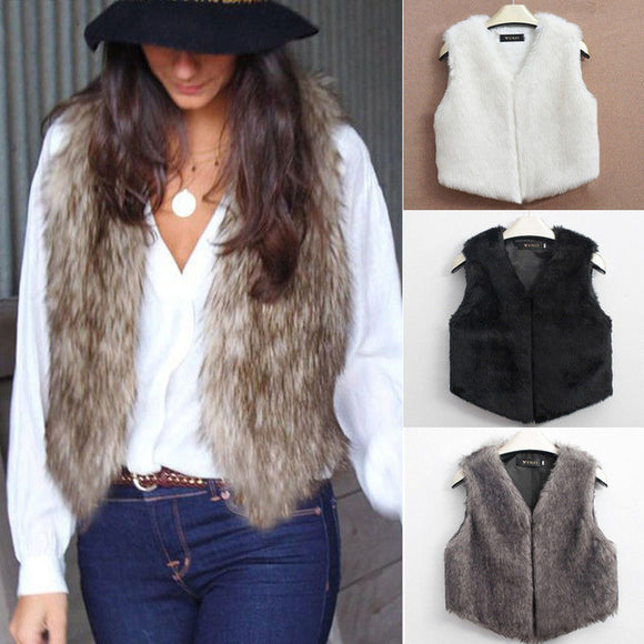Trendy fur style fashion vest coat