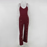 "On call" High double split snap jumpsuit