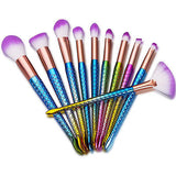 10pcs rainbow mermaid makeup brushes