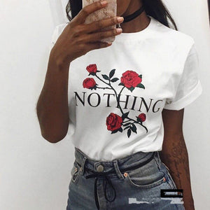 Nothing rose style print retro tshirt