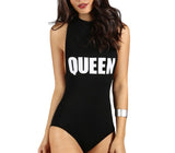 Queen mock neck bodysuit top