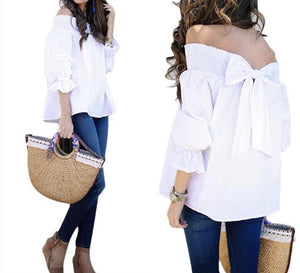 "Classic" off the shoulder bow style back top