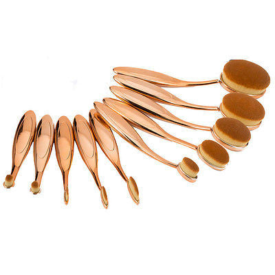 10pcs Golden Iconic Beauty Oval Toothbrush Shape Makeup Brushes Set - Iconic Trendz Boutique