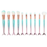 Iconic Beauty 10pcs 3D mermaid makeup brushes set