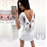"Dime" Chain back cat print detail tshirt retro dress