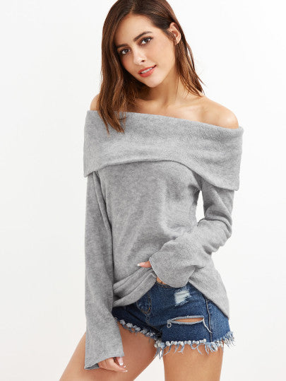 Off the shoulder fold sweater top