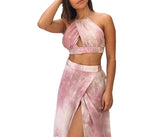 "Bahamas" Sexy Tie dye 2 piece crop top maxi skirt set