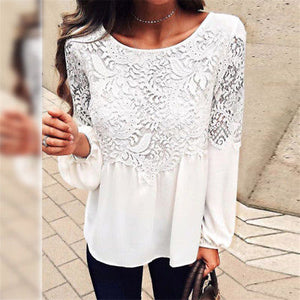 Ladies lace detail fashion loose blouse