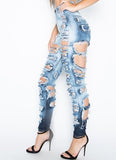 "Pretty damaged" high waist cutout distressed skinny jeans