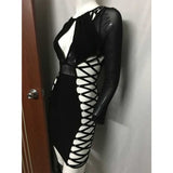 Sexy "vapor" black lace up side cutout bodycon dress