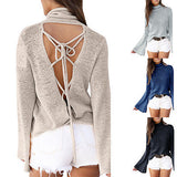 Lace up back turtle neck sweater top