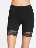 Lace trim biker short leggings