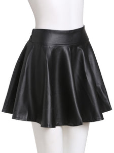 Faux leather skater pleated mini skirt